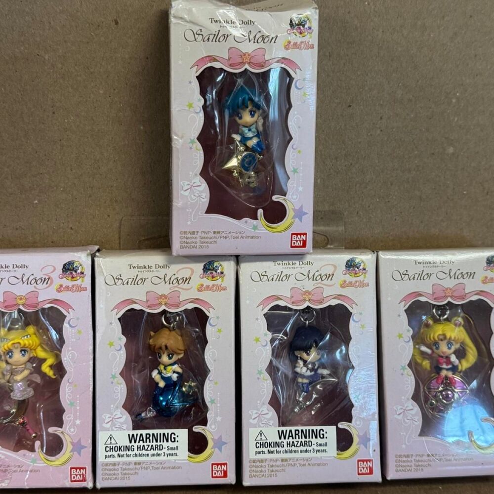 2015 Bandai Sailor Moon Twinkle Dolly 5-Piece Figure Keychain Lot 20th Anniversa